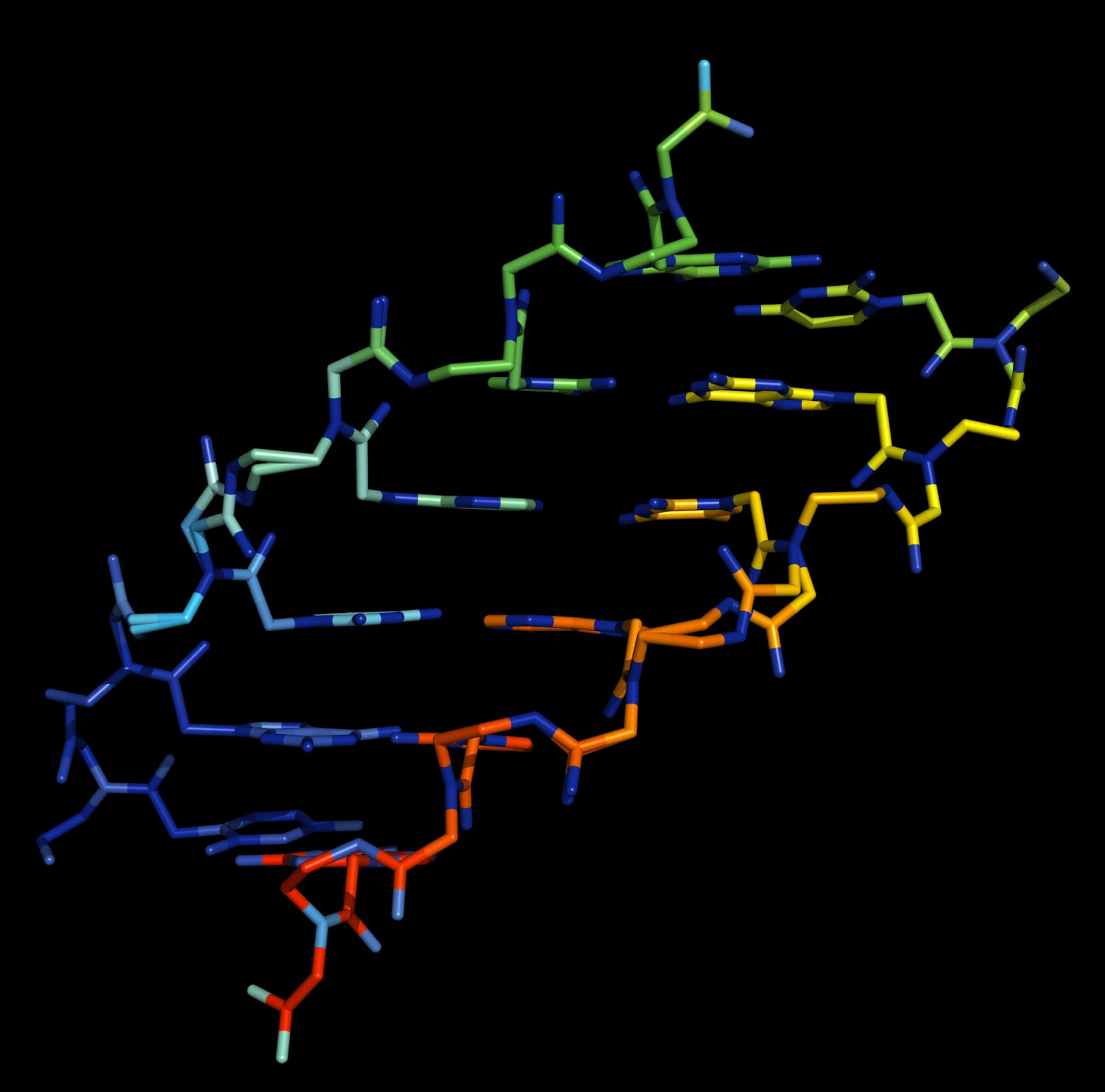 Three-dimensional structure of a PNA duplex