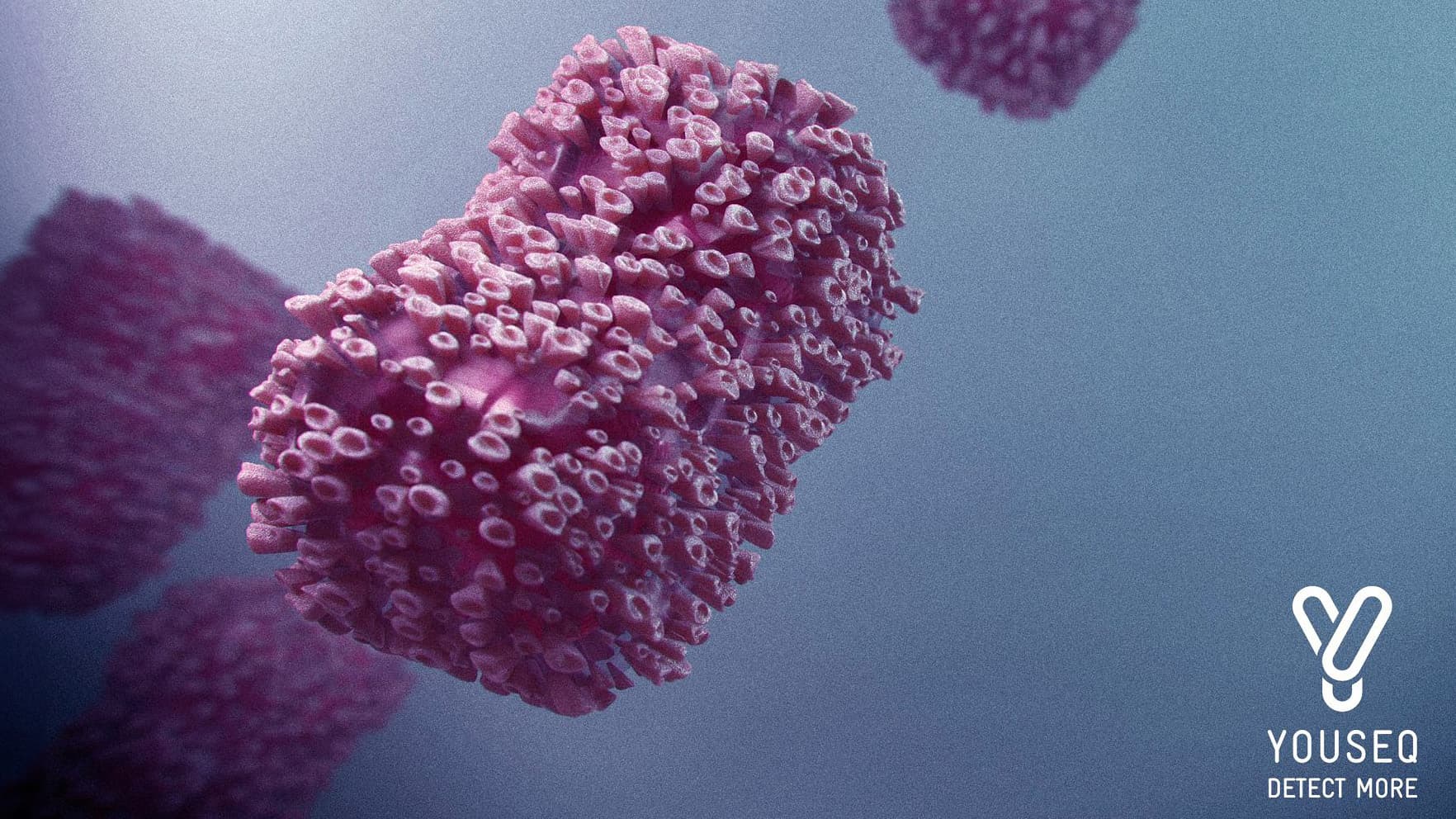 3d rendered image of mpox virus with YouSeq logo